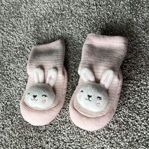 Carter’s- Baby Bunny Rattle Booties Slippers, 6-12M